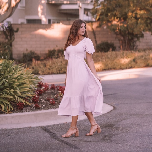 ✨The Paige Flutter Sleeve Smocked Midi Dress - Picture 7 of 9